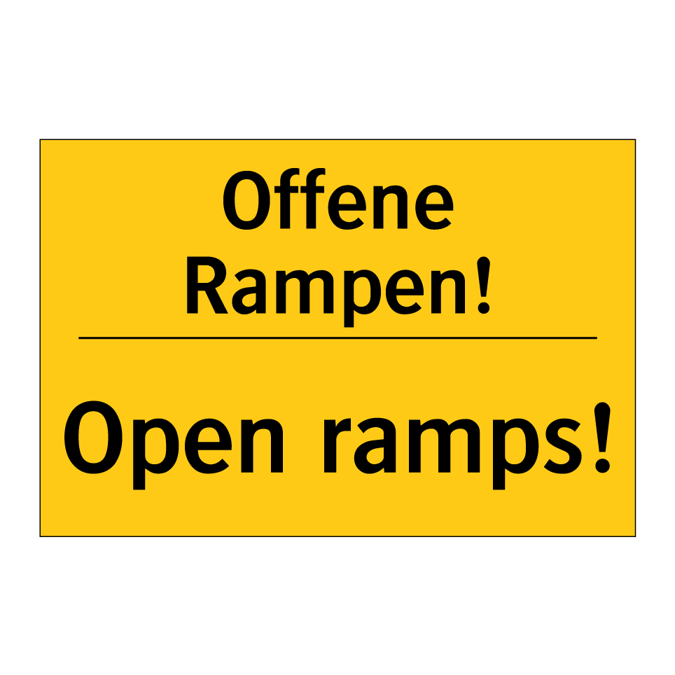 Kauf Offene Rampen! - Open ramps! schild | SignOnline | DE-W3712
