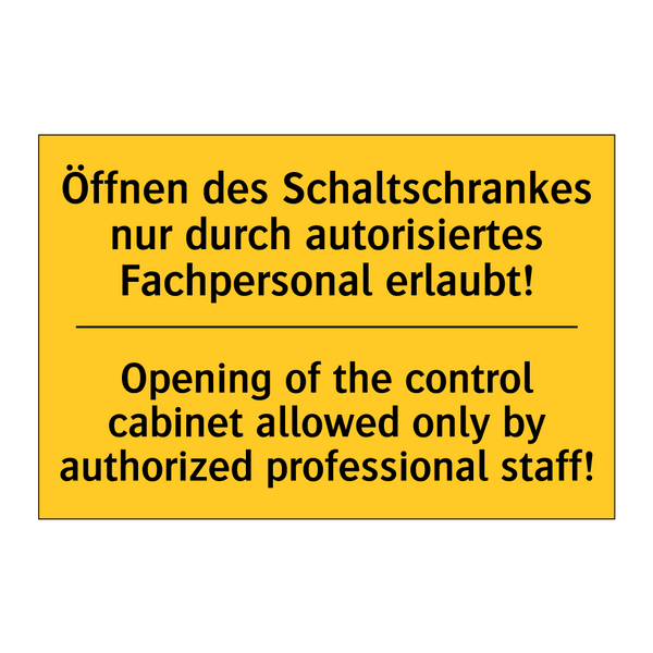 Öffnen des Schaltschrankes nur /.../ - Opening of the control cabinet /.../