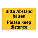 Bitte Abstand halten - Please keep distance