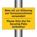 Bitte nur zur Sicherung von Terrassenschirmen /.../ - Please Only Use For Securing Patio /.../