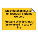 Druckflaschen müssen im Brandfall /.../ - Pressure cylinders must be removed /.../
