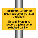 Reparatur! System ist gegen Wiedereinschalten /.../ - Repair! System is secured against /.../