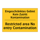 Eingeschränktes Gebiet Kein Zutritt /.../ - Restricted area No entry Contamination/.../