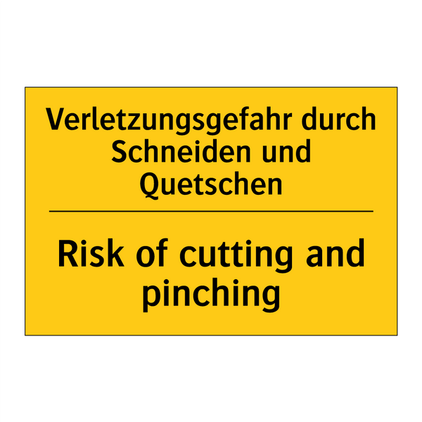 Verletzungsgefahr durch Schneiden /.../ - Risk of cutting and pinching