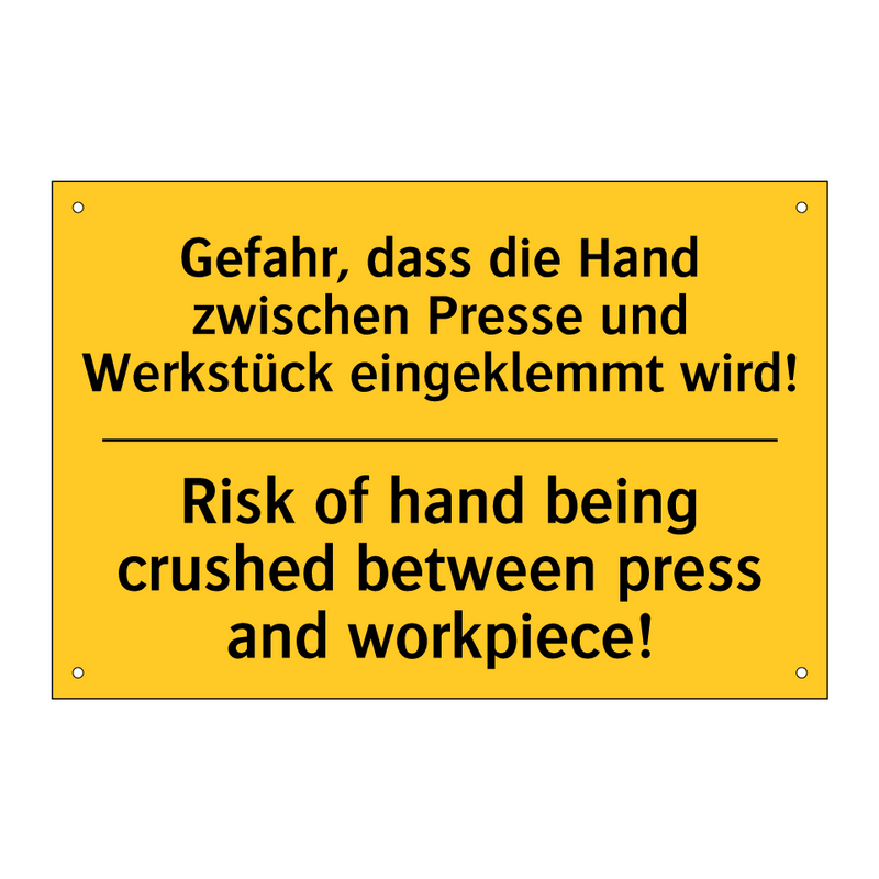 Gefahr, dass die Hand zwischen /.../ - Risk of hand being crushed between /.../
