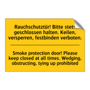Rauchschutztür! Bitte stets geschlossen /.../ - Smoke protection door! Please /.../
