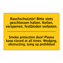 Rauchschutztür! Bitte stets geschlossen /.../ - Smoke protection door! Please /.../