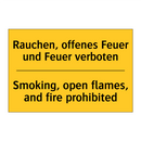 Rauchen, offenes Feuer und Feuer /.../ - Smoking, open flames, and fire /.../