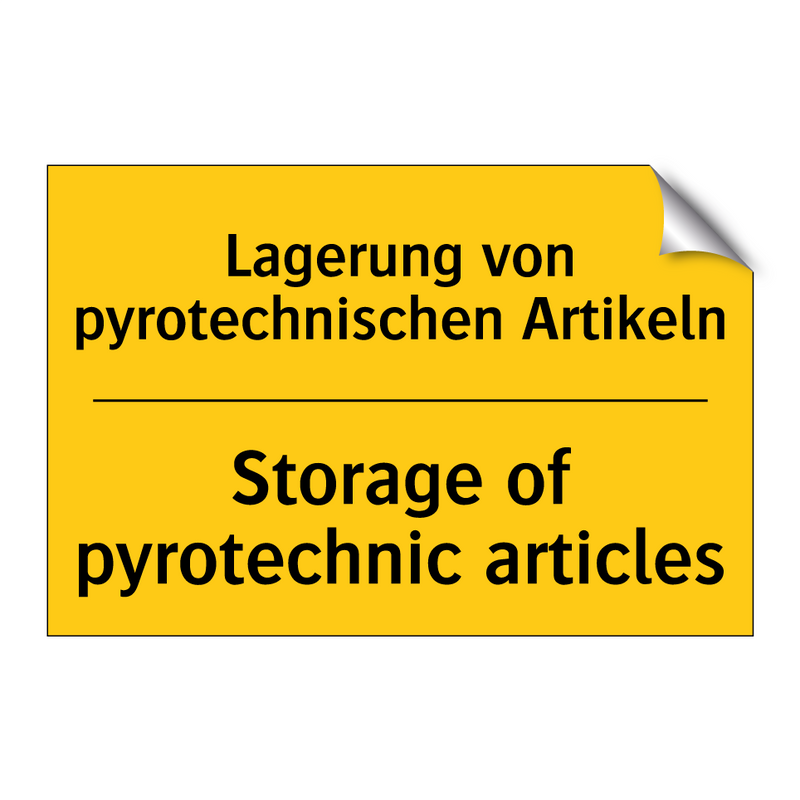 Lagerung von pyrotechnischen Artikeln/.../ - Storage of pyrotechnic articles/.../