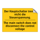 Der Hauptschalter trennt nicht /.../ - The main switch does not disconnect /.../