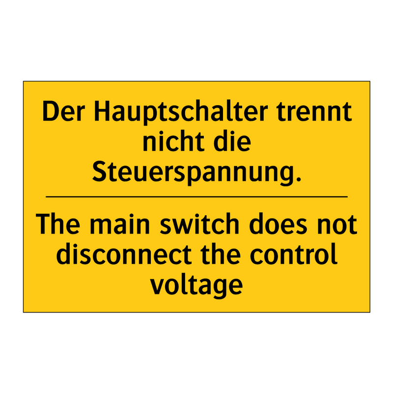 Der Hauptschalter trennt nicht /.../ - The main switch does not disconnect /.../