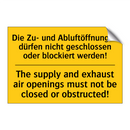 Die Zu- und Abluftöffnungen dürfen /.../ - The supply and exhaust air openings /.../