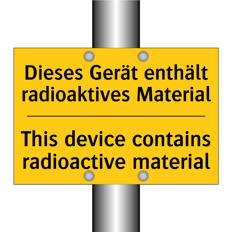Dieses Gerät enthält radioaktives /.../ - This device contains radioactive /.../