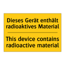 Dieses Gerät enthält radioaktives /.../ - This device contains radioactive /.../