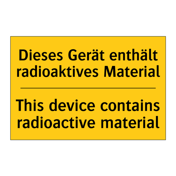 Dieses Gerät enthält radioaktives /.../ - This device contains radioactive /.../