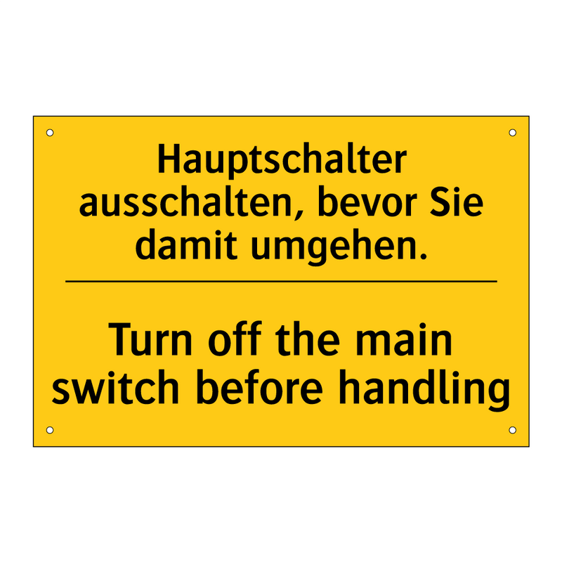 Hauptschalter ausschalten, bevor /.../ - Turn off the main switch before /.../