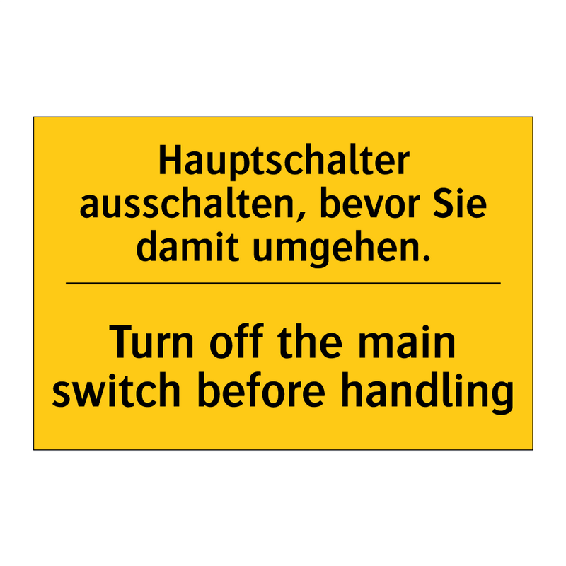 Hauptschalter ausschalten, bevor /.../ - Turn off the main switch before /.../