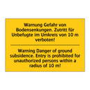 Warnung Gefahr von Bodensenkungen. /.../ - Warning Danger of ground subsidence. /.../