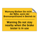 Warnung Bleiben Sie nicht in der /.../ - Warning Do not stay nearby when /.../