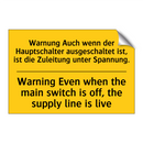 Warnung Auch wenn der Hauptschalter /.../ - Warning Even when the main switch /.../