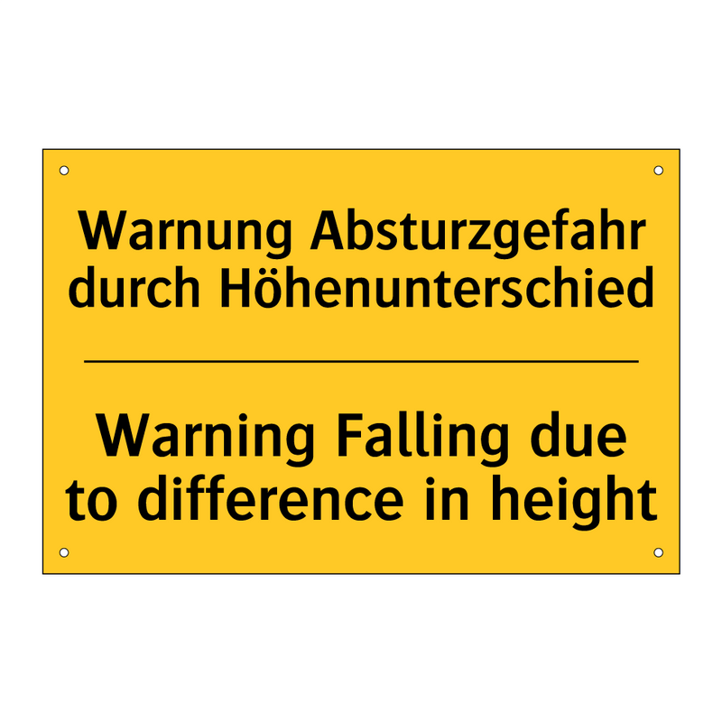 Warnung Absturzgefahr durch Höhenunterschied/.../ - Warning Falling due to difference /.../
