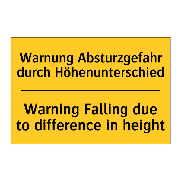 Warnung Absturzgefahr durch Höhenunterschied/.../ - Warning Falling due to difference /.../