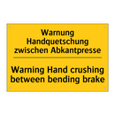 Warnung Handquetschung zwischen /.../ - Warning Hand crushing between /.../