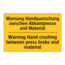 Warnung Handquetschung zwischen /.../ - Warning Hand crushing between /.../
