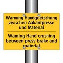 Warnung Handquetschung zwischen /.../ - Warning Hand crushing between /.../