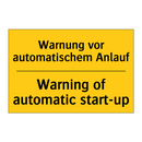 Warnung vor automatischem Anlauf/.../ - Warning of automatic start-up