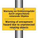 Warnung vor Einklemmgefahr durch /.../ - Warning of entrapment hazard due /.../