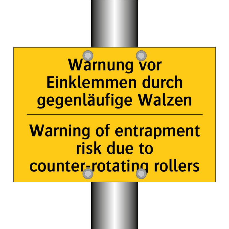 Warnung vor Einklemmen durch gegenläufige /.../ - Warning of entrapment risk due /.../