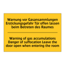 Warnung vor Gasansammlungen Erstickungsgefahr /.../ - Warning of gas accumulations Danger /.../