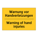 Warnung vor Handverletzungen - Warning of hand injuries