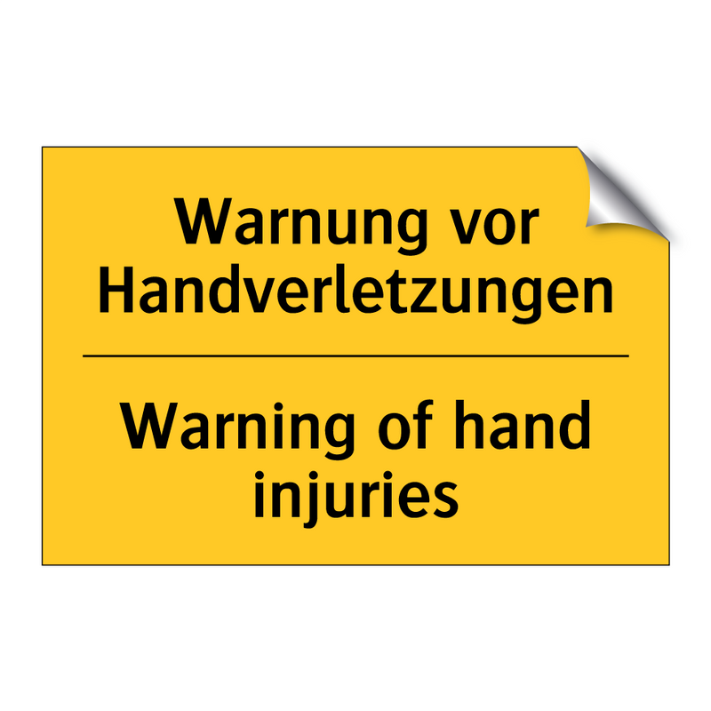 Warnung vor Handverletzungen - Warning of hand injuries