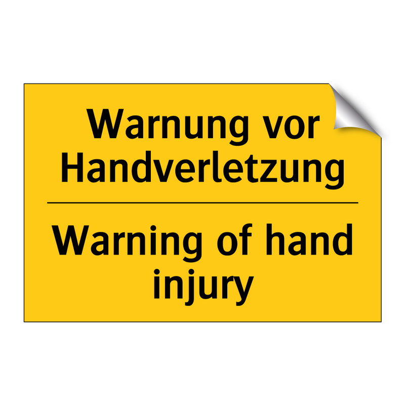 Warnung vor Handverletzung - Warning of hand injury