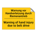 Warnung vor Handverletzung durch /.../ - Warning of hand injury due to /.../
