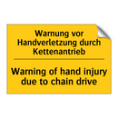 Warnung vor Handverletzung durch /.../ - Warning of hand injury due to /.../