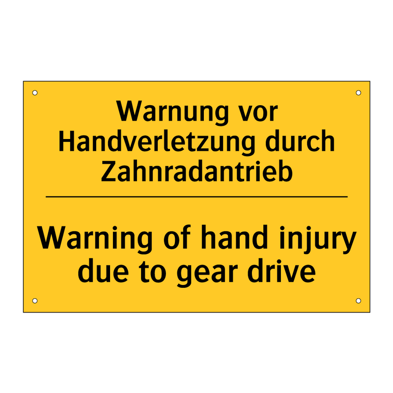 Warnung vor Handverletzung durch /.../ - Warning of hand injury due to /.../