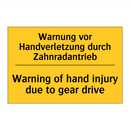 Warnung vor Handverletzung durch /.../ - Warning of hand injury due to /.../