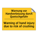Warnung vor Handverletzung durch /.../ - Warning of hand injury due to /.../
