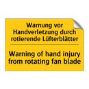 Warnung vor Handverletzung durch /.../ - Warning of hand injury from rotating /.../