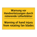 Warnung vor Handverletzungen durch /.../ - Warning of hand injury from rotating /.../