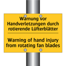 Warnung vor Handverletzungen durch /.../ - Warning of hand injury from rotating /.../