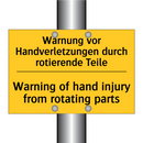 Warnung vor Handverletzungen durch /.../ - Warning of hand injury from rotating /.../