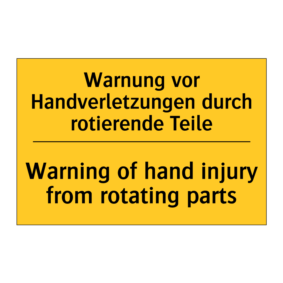 Kauf Warnung vor Handverletzungen durch /.../ - Warning of hand injury ...