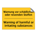 Warnung vor schädlichen oder reizenden /.../ - Warning of harmful or irritating /.../