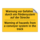 Warnung vor Gefahren durch ein /.../ - Warning of hazards from a conveyor /.../