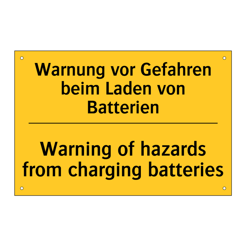 Warnung vor Gefahren beim Laden /.../ - Warning of hazards from charging /.../