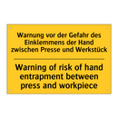 Warnung vor der Gefahr des Einklemmens /.../ - Warning of risk of hand entrapment /.../